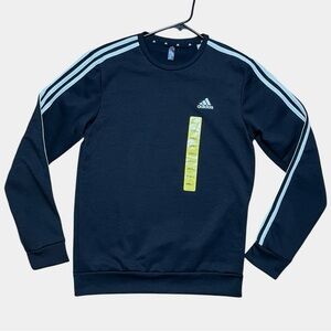 Adidas Men’s 3 Stripe Fleece Lined Crew Neck Sweatshirt NWT Black Sz S